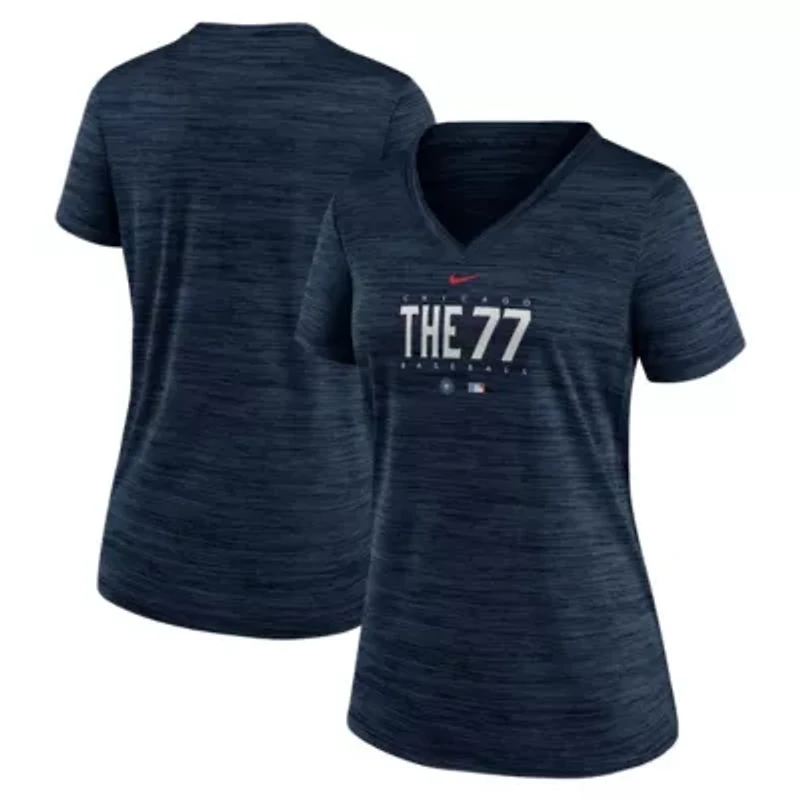 MLB Nike Chicago Cubs City Connect Velocity Practice Performance V-Neck T-Shirt