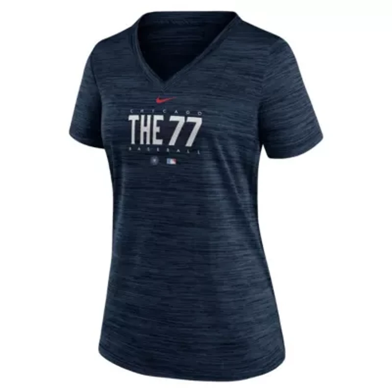 MLB Nike Chicago Cubs City Connect Velocity Practice Performance V-Neck T-Shirt
