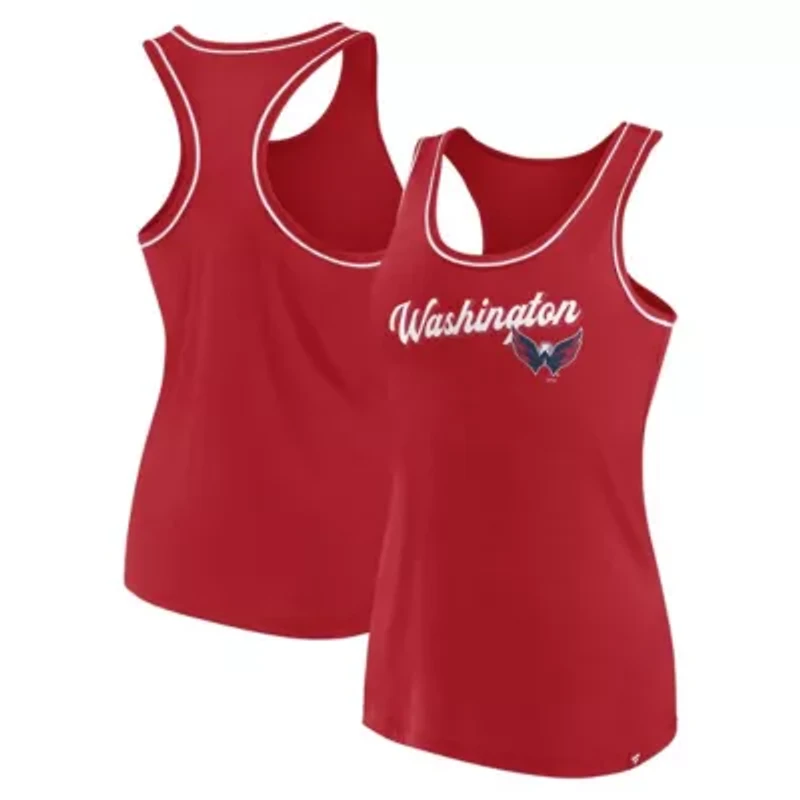 NHL Fanatics Washington Capitals Wordmark Logo Racerback Scoop Neck Tank Top