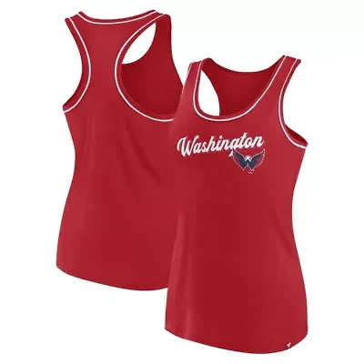 NHL Fanatics Washington Capitals Wordmark Logo Racerback Scoop Neck Tank Top