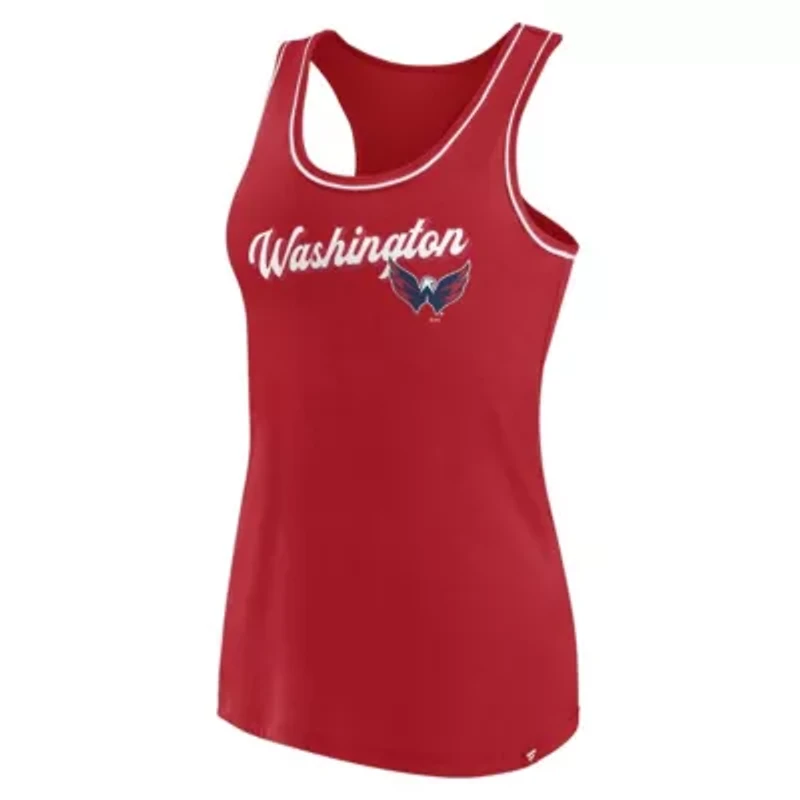NHL Fanatics Washington Capitals Wordmark Logo Racerback Scoop Neck Tank Top