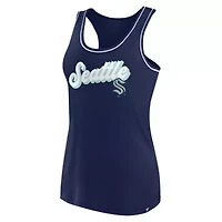 NHL Fanatics Deep Sea Seattle Kraken Wordmark Logo Racerback Scoop Neck Tank Top