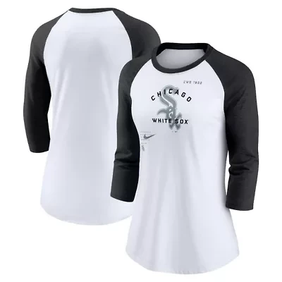 Chicago White Sox MLB Nike Next Up Tri-Blend Raglan 3/4-Sleeve T-Shirt