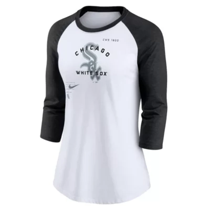Chicago White Sox MLB Nike Next Up Tri-Blend Raglan 3/4-Sleeve T-Shirt