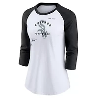 Chicago White Sox MLB Nike Next Up Tri-Blend Raglan 3/4-Sleeve T-Shirt