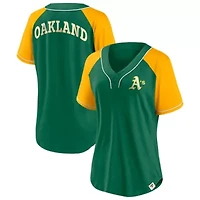 Cooperstown Teams Fanatics Oakland Athletics Collection Bunt Raglan V-Neck T-Shirt