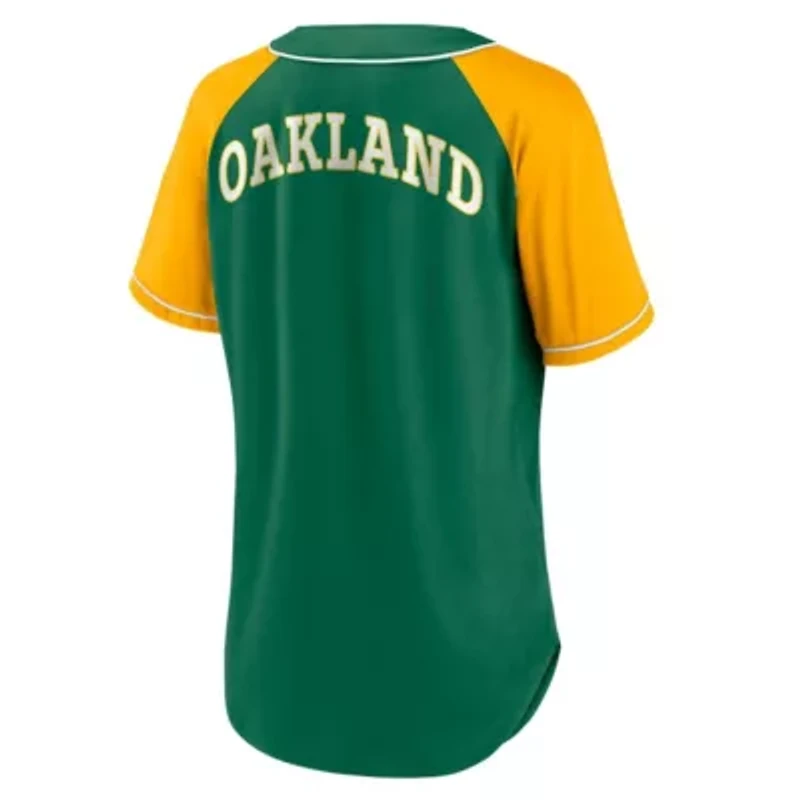 Cooperstown Teams Fanatics Oakland Athletics Collection Bunt Raglan V-Neck T-Shirt