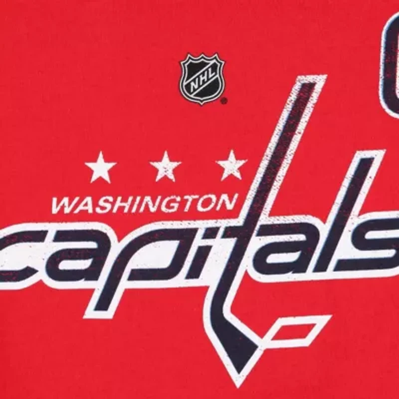 NHL Alexander Ovechkin Washington Capitals Plus Distressed Printed Name & Number Long Sleeve T-Shirt
