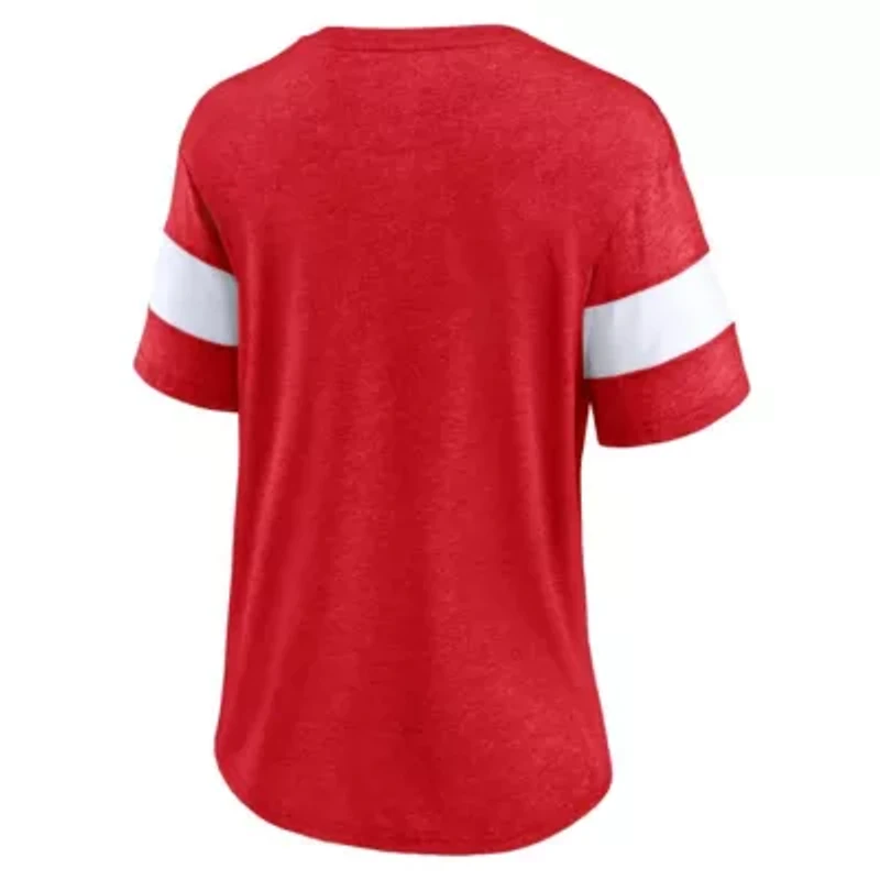 NHL Fanatics Washington Capitals Distressed Tri-Blend V-Neck Half-Sleeve T-Shirt
