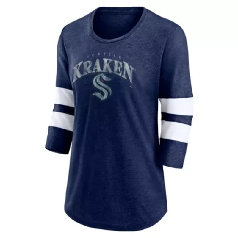 NHL Fanatics Deep Sea Seattle Kraken Special Edition 2.0 Barn Burner 3/4 Sleeve T-Shirt