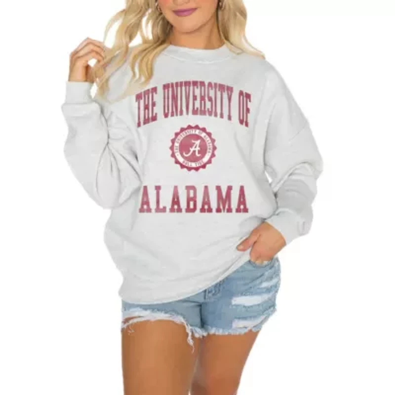 Alabama Crimson Tide NCAA Good Vibes Premium Fleece Drop Shoulder Pullover Sweatshirt