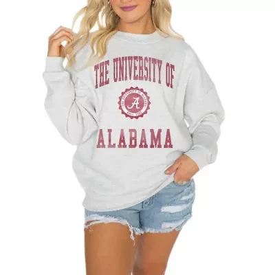 Alabama Crimson Tide NCAA Good Vibes Premium Fleece Drop Shoulder Pullover Sweatshirt