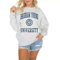 NCAA BYU Cougars Good Vibes Premium Fleece Drop Shoulder Pullover Sweatshirt