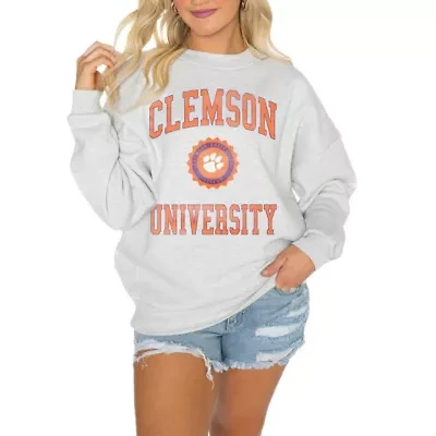 NCAA Clemson Tigers Good Vibes Premium Fleece Drop Shoulder Pullover Sweatshirt