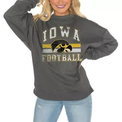 NCAA Iowa Hawkeyes Good Vibes Premium Fleece Drop Shoulder Pullover Sweatshirt