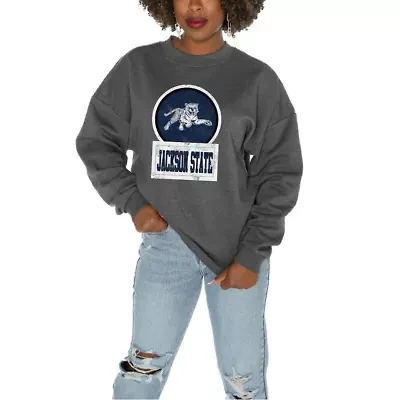 NCAA Jackson State Tigers Oversized Drop Shoulder Fleece Pullover Sweatshirt