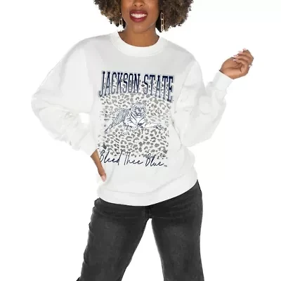 NCAA Jackson State Tigers Oversized Drop Shoulder Fleece Pullover Sweatshirt