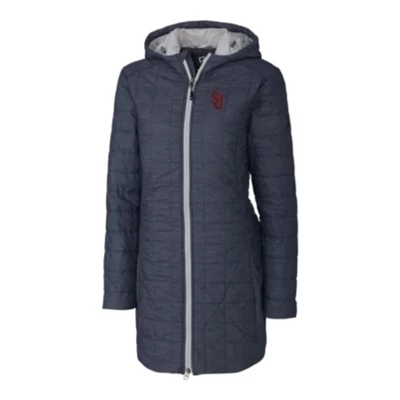 St. John's Red Storm NCAA Heather Rainier Primaloft Eco Hooded Long Coat