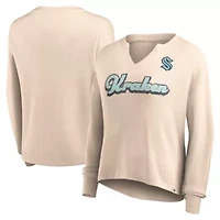 NHL Fanatics Seattle Kraken Go For It Notch Neck Waffle Knit Long Sleeve T-Shirt