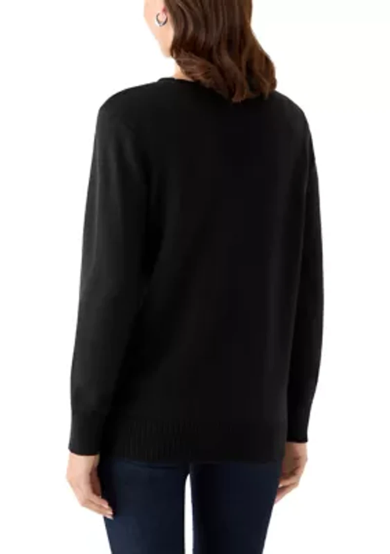 Women's Long Sleeve Intarsia Pullover Sweater