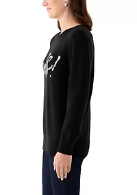 Women's Long Sleeve Intarsia Pullover Sweater