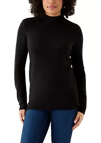 Women's Classic Back Zip Mock Neck Sweater