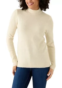 Women's Classic Back Zip Mock Neck Sweater