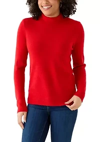 Women's Classic Back Zip Mock Neck Sweater