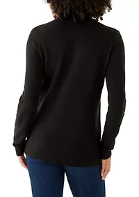 Women's Classic Back Zip Mock Neck Sweater
