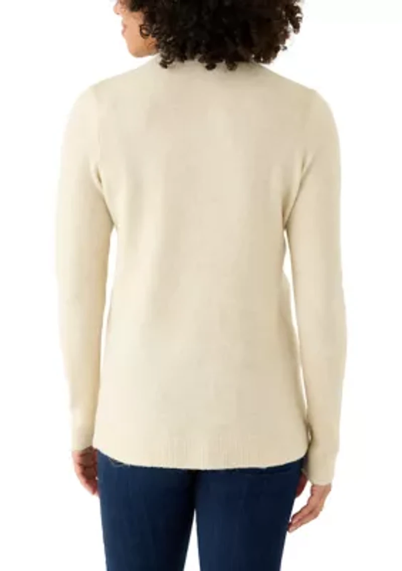 Women's Classic Back Zip Mock Neck Sweater