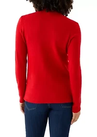 Women's Classic Back Zip Mock Neck Sweater