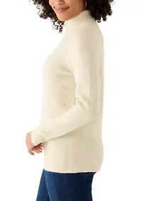 Women's Classic Back Zip Mock Neck Sweater