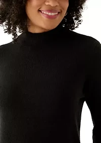 Women's Classic Back Zip Mock Neck Sweater