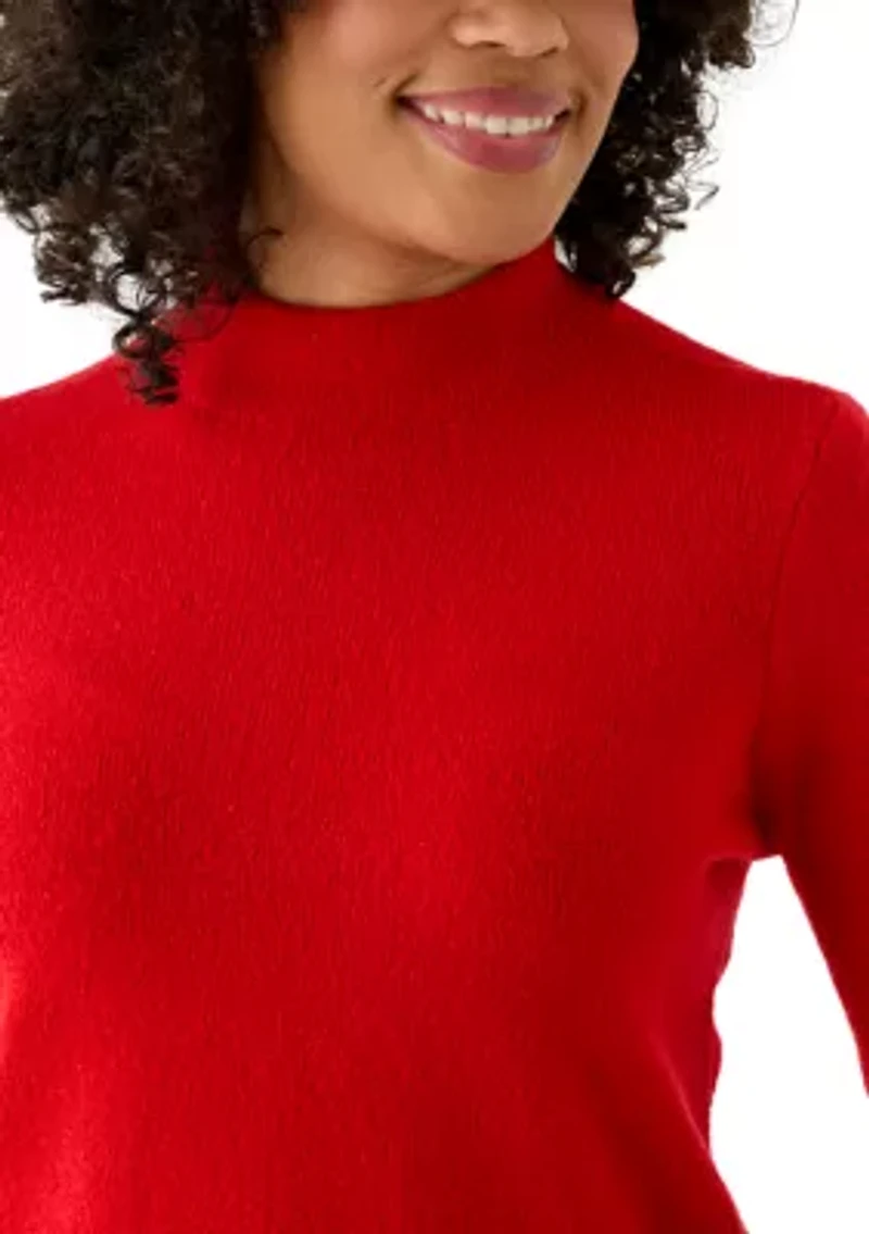 Women's Classic Back Zip Mock Neck Sweater