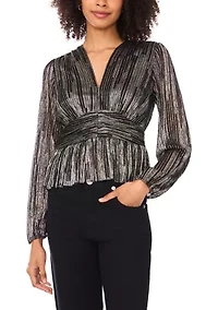 Women's Cinched Waist Ruffle Top