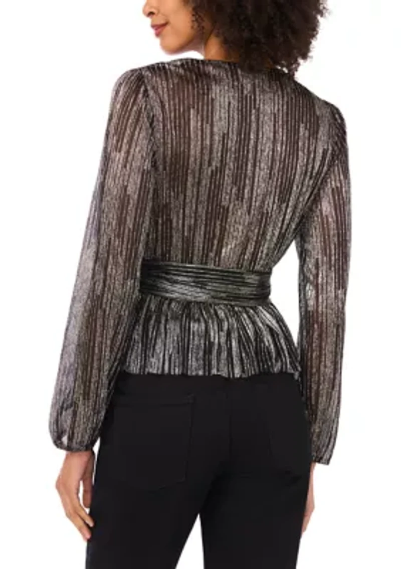 Women's Cinched Waist Ruffle Top