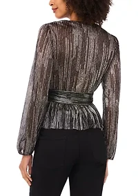 Women's Cinched Waist Ruffle Top