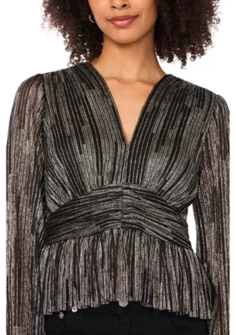 Women's Cinched Waist Ruffle Top