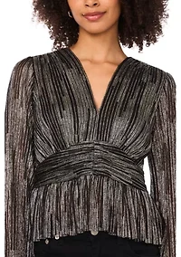 Women's Cinched Waist Ruffle Top