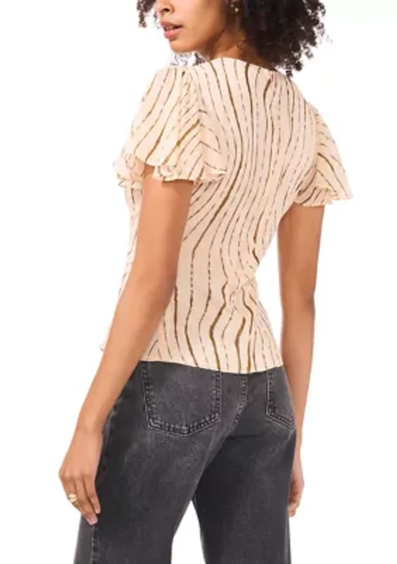Women's Printed Flutter Sleeve Top