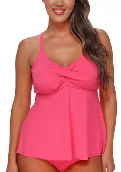 Twist Front Off Shoulder Tankini Swim Top