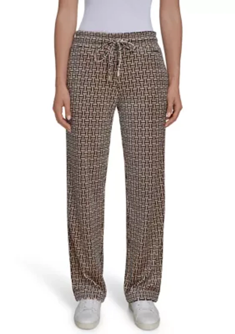 Women's Wide Leg Printed Velour Sweatpants