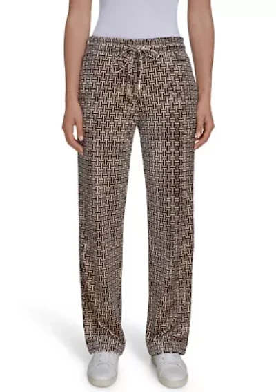 Women's Wide Leg Printed Velour Sweatpants