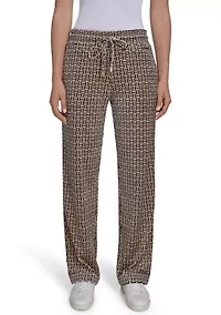 Women's Wide Leg Printed Velour Sweatpants