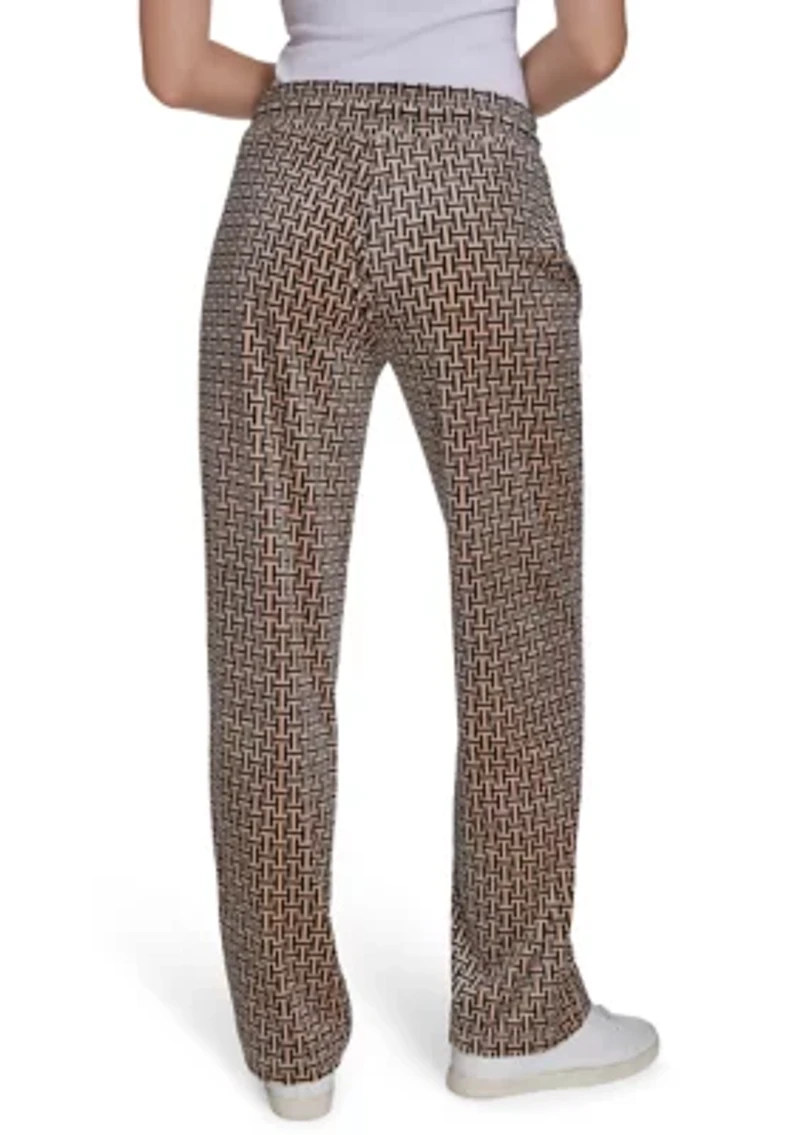 Women's Wide Leg Printed Velour Sweatpants