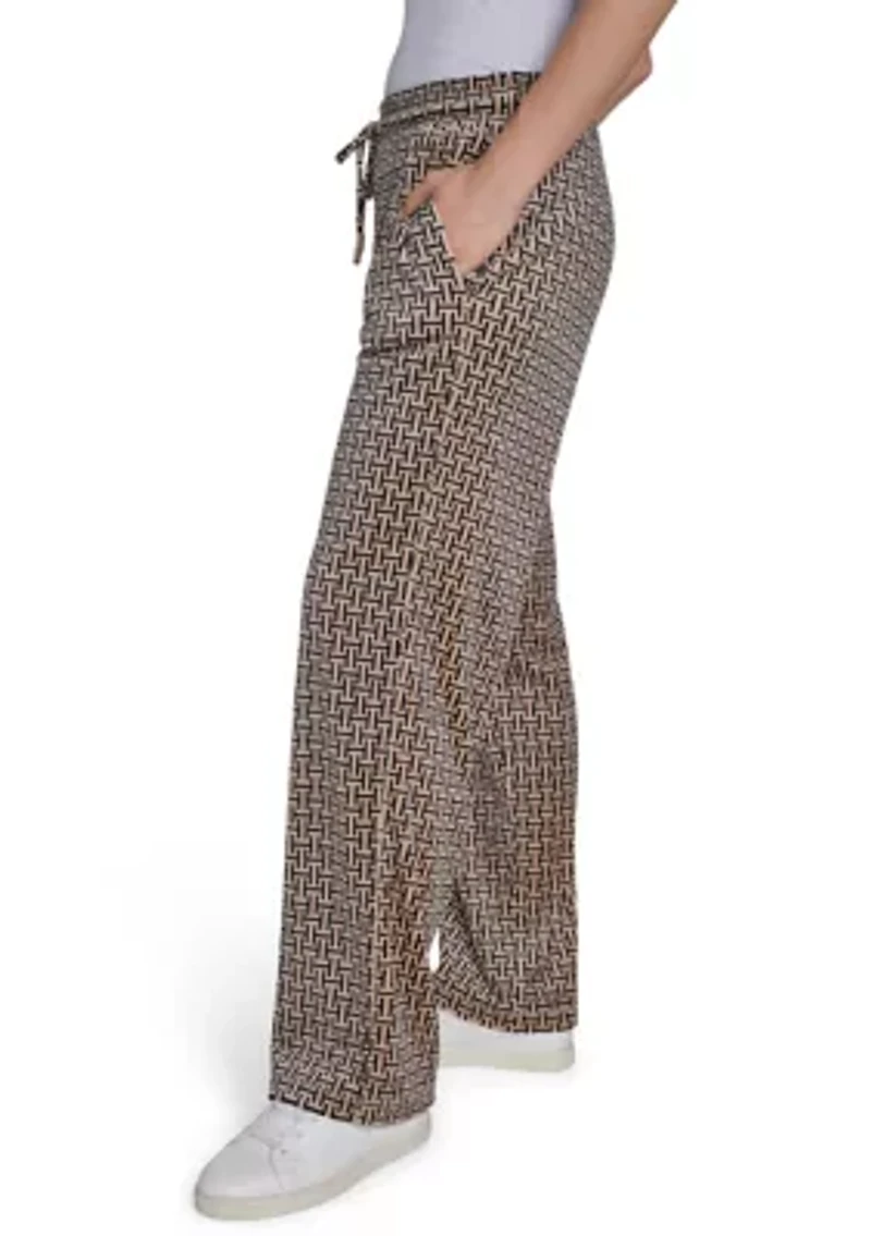 Women's Wide Leg Printed Velour Sweatpants