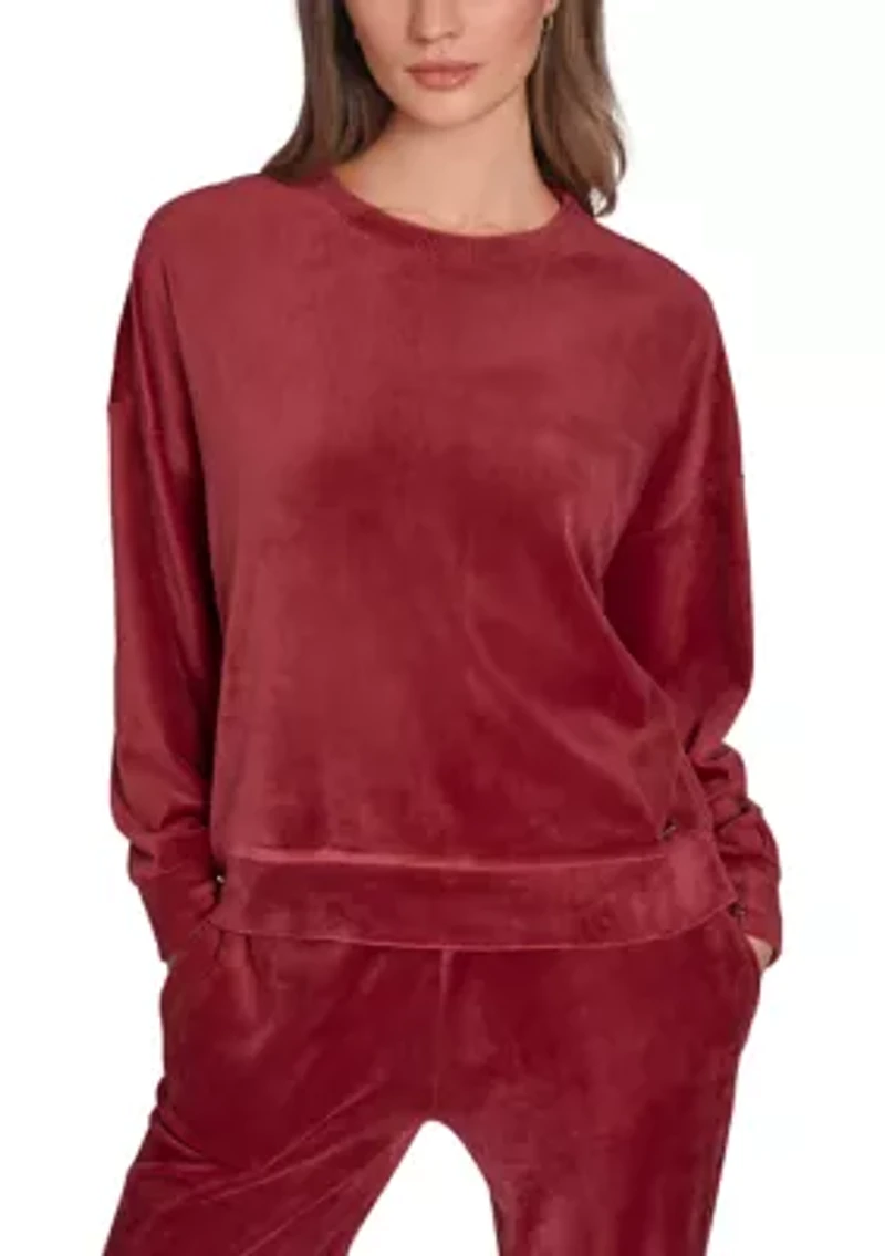 Side Zip Velour Sweatshirt