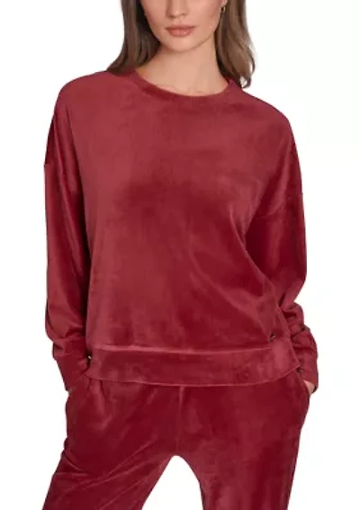 Side Zip Velour Sweatshirt