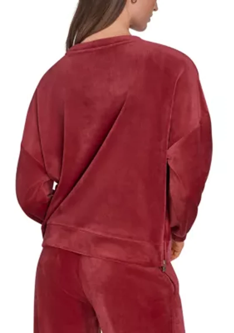 Side Zip Velour Sweatshirt