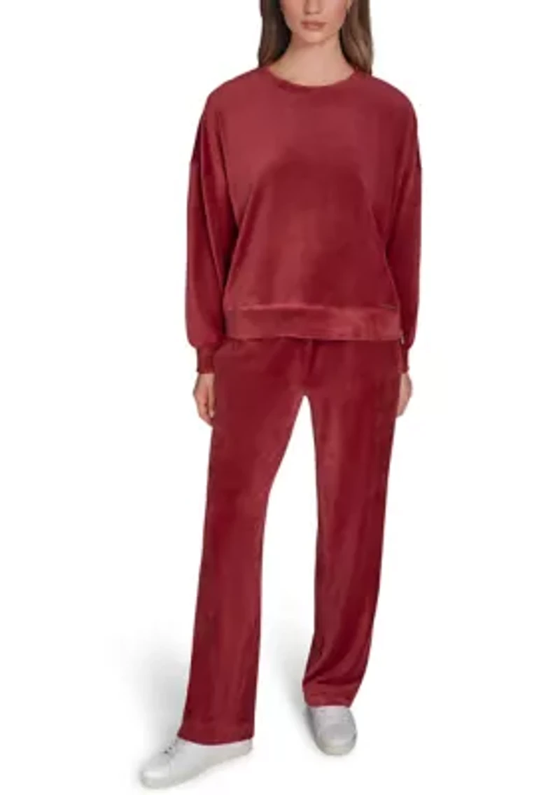 Side Zip Velour Sweatshirt